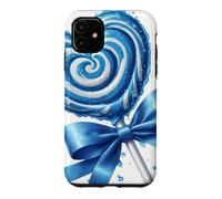 Custodia per iPhone 11 Lecca lecca cuore caramella menta piperita blu