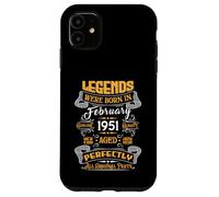 Custodia per iPhone 11 Legend February 1951 Vintage 75th Birthday Tees Made in 1951