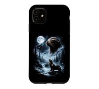 Custodia per iPhone 11 Leone marino che ulula alla luna anni '90 retrò