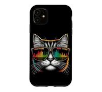 Custodia per iPhone 11 Less Drama More Techno Cat Tee - Occhiali da sole & Beats
