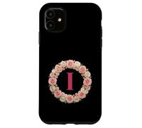 Custodia per iPhone 11 Letter H Floral Monogram Initial Name Pink White Flower