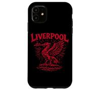 Custodia per iPhone 11 Liverpool England Zine Ink con stampa rossa a forma di uccello con fegato