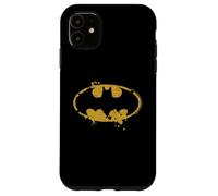 Custodia per iPhone 11 Logo Batman Splash Emblema Graffiti Giallo su Nero
