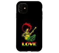 Custodia per iPhone 11 LOVE African American Black Hippie Banjo Girl