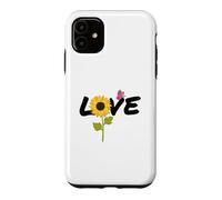 Custodia per iPhone 11 Love Girasole Farfalla - Farfalle Girasoli