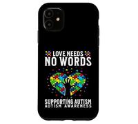 Custodia per iPhone 11 Love Needs No Words Autism Awareness Support Gifts Parents