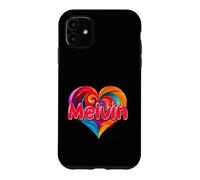 Custodia per iPhone 11 Maglietta con scritta "I Heart Love Melvin", con nome colorato