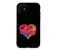 Custodia per iPhone 11 Maglietta con scritta "I Heart Love Ricky First Name", colorata