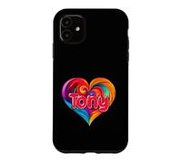 Custodia per iPhone 11 Maglietta con scritta "I Heart Love Tony First Name", colorata