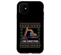 Custodia per iPhone 11 Maglione natalizio I Dig Christmas Excavator Ugly