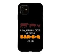 Custodia per iPhone 11 Maiale Pollo Mucca Camminare In Un Bar B Q Divertente Barbecue Amante Della Carne