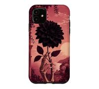 Custodia per iPhone 11 Mano scheletro che tiene una dalia nera