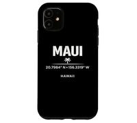 Custodia per iPhone 11 Maui Hawaii Coordinate Tropical Island Travel Design