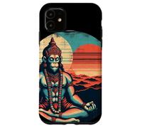 Custodia per iPhone 11 Meditazione Hanuman Vintage Tramonto Empowering Yoga Meditazione