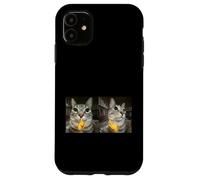 Custodia per iPhone 11 Meme di Silly Staring Cat, divertente disegno felino