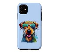 Custodia per iPhone 11 Mens Colorful Paint Splash Pop Art Airedale Terrier Lover