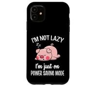 Custodia per iPhone 11 Mens Womens Kids Lazy Power Saving Cute Show Pig Lover