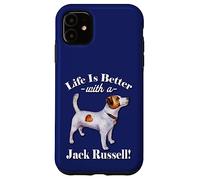 Custodia per iPhone 11 Mens Womens Kids Life Is Better Jack Russell Terrier Lover