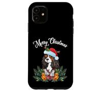 Custodia per iPhone 11 Mens Womens Kids Merry Christmas Santa Cavalier Dog Mom