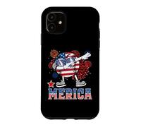 Custodia per iPhone 11 Merica Baseball Dabbing 4th of July Patriotic American Flag