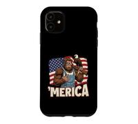 Custodia per iPhone 11 Merica - Sasquatch patriottico Bandiera degli Stati Uniti Bigfoot Humor