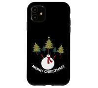 Custodia per iPhone 11 Merry Christmas Pupazzo di neve e alberi di pino