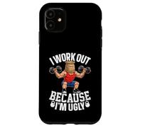 Custodia per iPhone 11 Mi alleno perché sono brutto, divertente, umorismo, scherzo in palestra