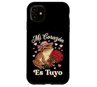 Custodia per iPhone 11 Mi Corazón Es Tuyo Coquí Rana con Rose Boricua Valentine