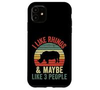 Custodia per iPhone 11 Mi piacciono i rinoceronti e forse piace 3 Persone Vintage Rhino Retro