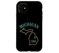 Custodia per iPhone 11 Michigan 586 Codice Area Grafico Stato Profilo Regionale Design
