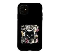Custodia per iPhone 11 Midnight Mischief Black Cat, design grunge punk