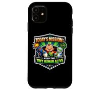 Custodia per iPhone 11 Missione Keep Tiny Human Alive Divertente Nuovo Genitore Mamma Papà Bambino