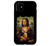 Custodia per iPhone 11 Mona Lisa In Vacanza Alle Hawaii Con Birra Spiaggia