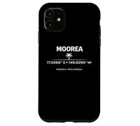 Custodia per iPhone 11 Moorea Polinesia Francese Coordinate Isola Design