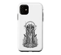 Custodia per iPhone 11 Morrigan Celtic Raven Dea Sacro Guerriero Line Art