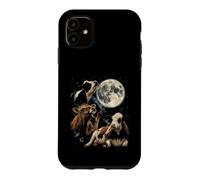 Custodia per iPhone 11 Mucca che ulula alla luna Vintage anni '90 Retro Farm Country