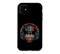 Custodia per iPhone 11 Music On World Off Cuffie Retro Soundwave