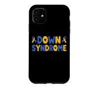 Custodia per iPhone 11 Nastro giallo blu motivazionale per la consapevolezza della sindrome di Down