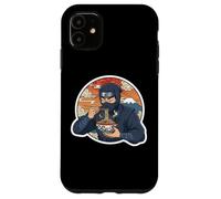 Custodia per iPhone 11 Ninja Eating Ramen Noodles Lover Traditional Japanese Art
