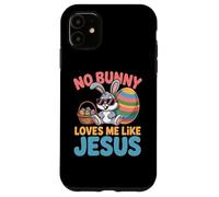 Custodia per iPhone 11 No Bunny Loves Me Like Jesus Easter Christian Boys Kids Men