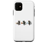 Custodia per iPhone 11 No Kings, gatto che prende a calci la corona, arancione, carino gattino, protesta