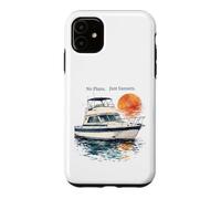 Custodia per iPhone 11 No Plans Just Sunsets Acquerello Cabin Cruiser Barca Regalo