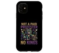 Custodia per iPhone 11 Not A Paid Manifester No Kings, divertente disegno a forma di gatto pro democratico