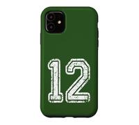 Custodia per iPhone 11 Numero 12 Grungy Bianco Sport Team Style