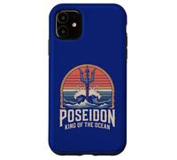 Custodia per iPhone 11 Opera d'arte retrò Poseidon King of the Ocean Trident Waves