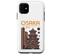Custodia per iPhone 11 Osaka, notte, orizzonte, pagoda, castello, e, moderno, torri