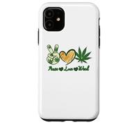 Custodia per iPhone 11 Pace Amore Erba Marijuana Cannabis Retro Vintage