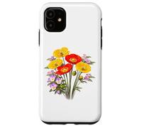 Custodia per iPhone 11 Papaveri rossi e gialli e viole del pensiero Full Bloom Shapes Mania