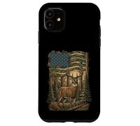 Custodia per iPhone 11 Patriotic Hunting Camo Flag Whitetail Buck Deer Hunter
