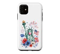 Custodia per iPhone 11 Patriotic Lady Liberty Bubble Gum American Flag Art Tee